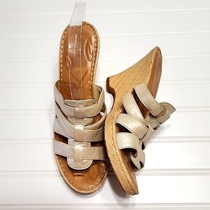 Tan (Pearl) Born wedge sandals size 9